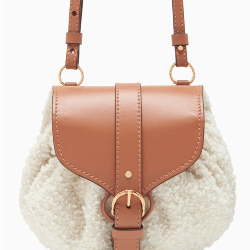 Ulla Johnson Tan and Cream Crossbody Bag with Saddle Flap
